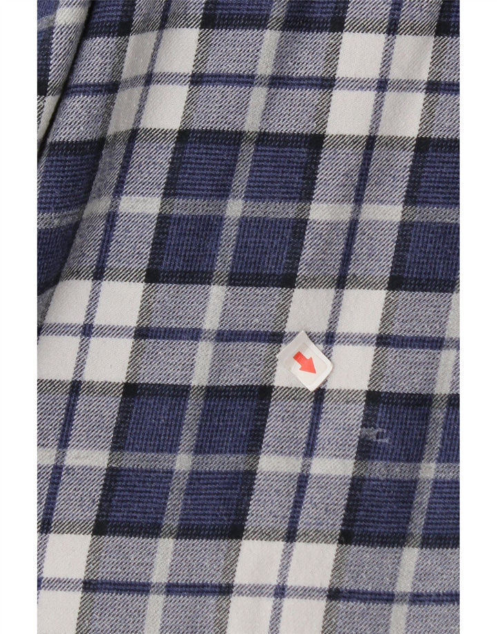 Massimo Dutti Mens Flannel Shirt XL Navy Blue Check