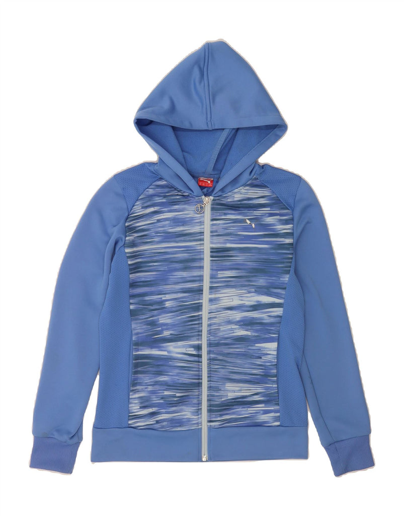 PUMA Girls Zip Hoodie Sweater 13-14 Years XL  Blue Striped Vintage Puma and Second-Hand Puma from Messina Hembry 