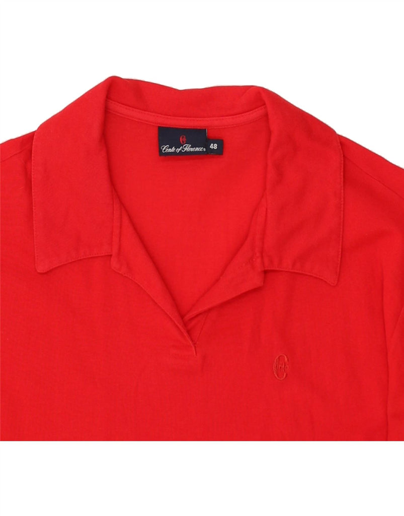 CONTE OF FLORENCE Womens Polo Shirt IT 48 XL Red Cotton | Vintage Conte of Florence | Thrift | Second-Hand Conte of Florence | Used Clothing | Messina Hembry 