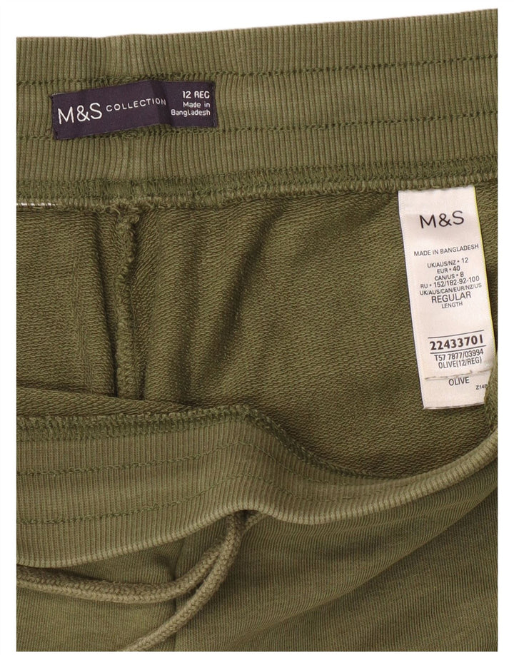 Marks & Spencer Womens Tracksuit Trousers Joggers UK 12 Medium Khaki