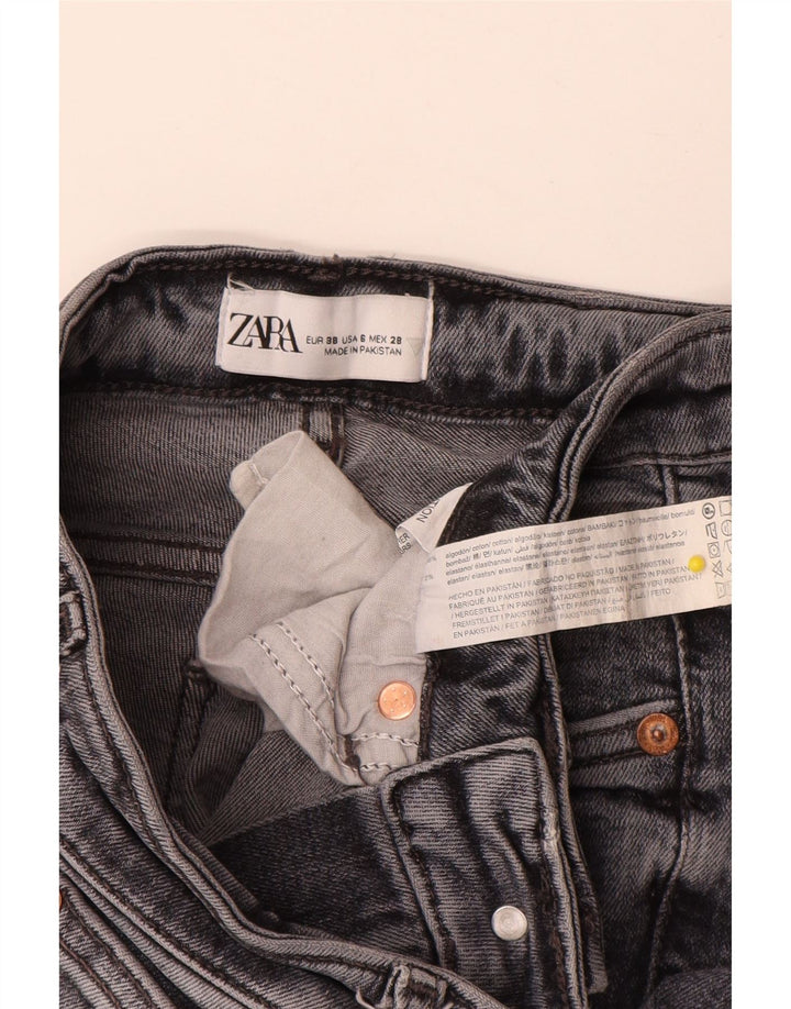 Zara Womens Distressed Slim Jeans EU 38 Small W28 L34 Grey Cotton