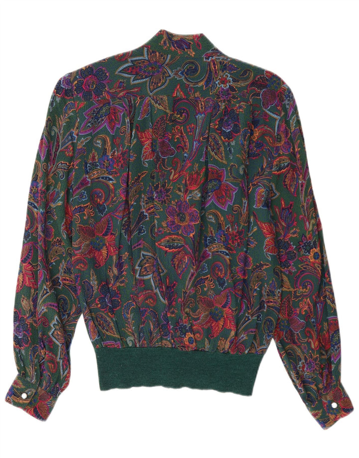 Santini Womens Pullover Shirt Blouse UK 14 Large Green Floral