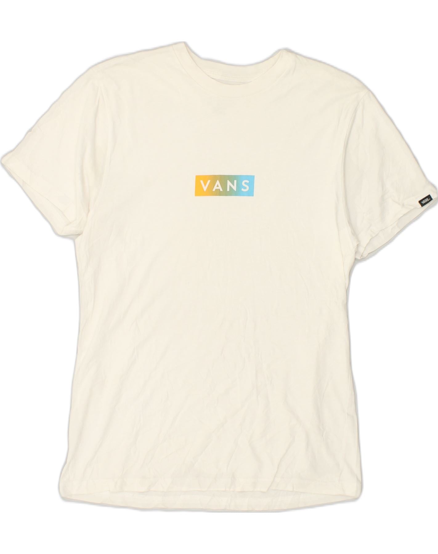 VANS Mens Custom Fit T Shirt Top Medium White Cotton