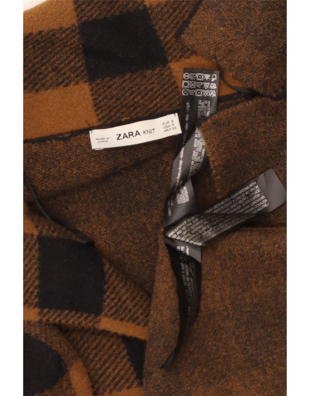 Zara Womens Oversized Overcoat UK 10 Small Brown Gingham Nylon