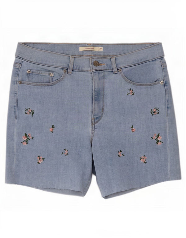 Levi's Womens Classic Denim Shorts Small W27 Blue Floral Cotton
