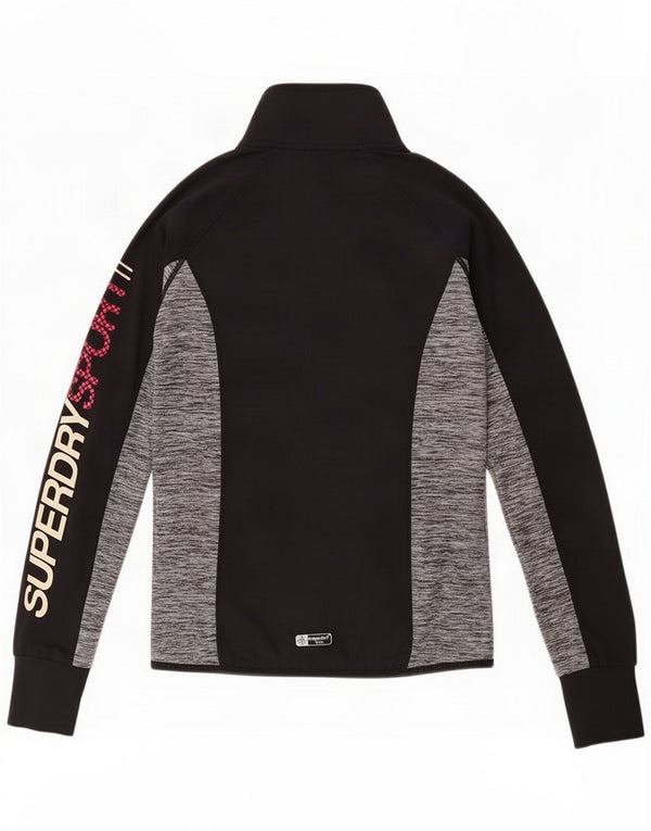 Superdry Womens Graphic Tracksuit Top Jacket UK 10 Small Black Colourblock