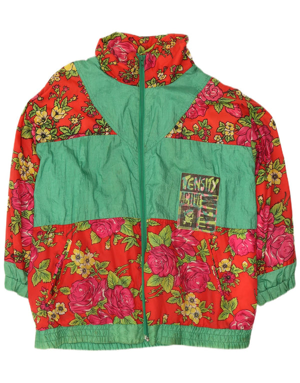 Vintage Womens Graphic Tracksuit Top Jacket EU 42/44 Large Red Floral