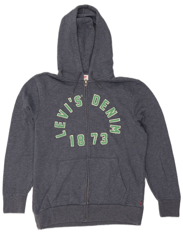 Levi's Mens Graphic Zip Hoodie Sweater Medium Navy Blue Cotton