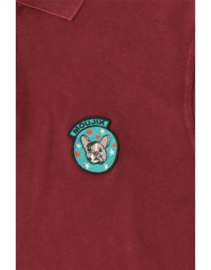 Saint Laurent Mens Polo Shirt Large Burgundy Cotton