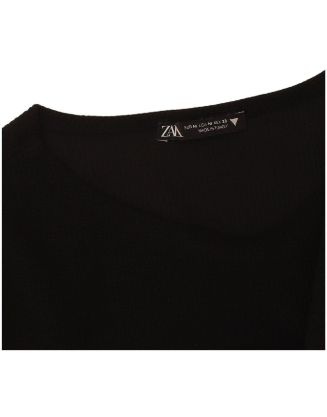 ZARA Womens Crop Top Long Sleeve UK 12 Medium Black