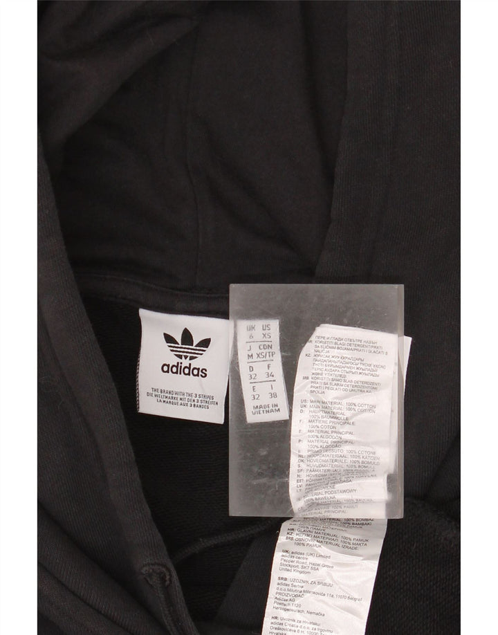 ADIDAS Womens Oversized Crop Hoodie Jumper UK 6 XS  Black Cotton