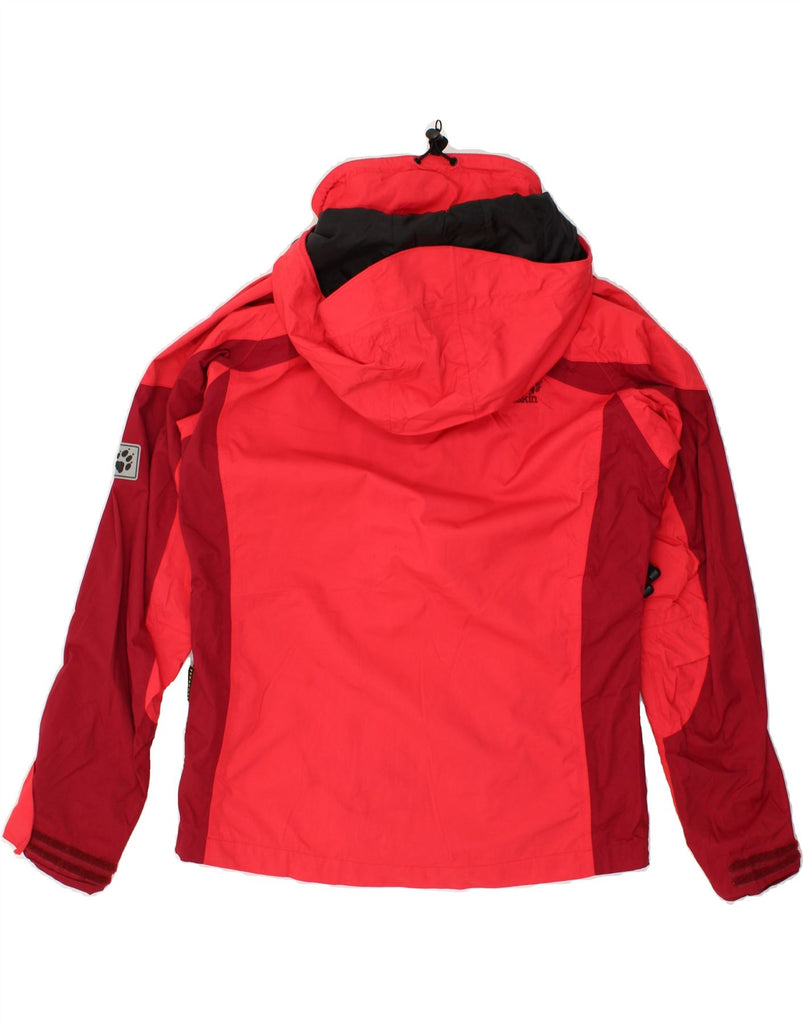 JACK WOLFSKIN Womens Hooded Rain Jacket UK 10 Small Red Colourblock | Vintage Jack Wolfskin | Thrift | Second-Hand Jack Wolfskin | Used Clothing | Messina Hembry 