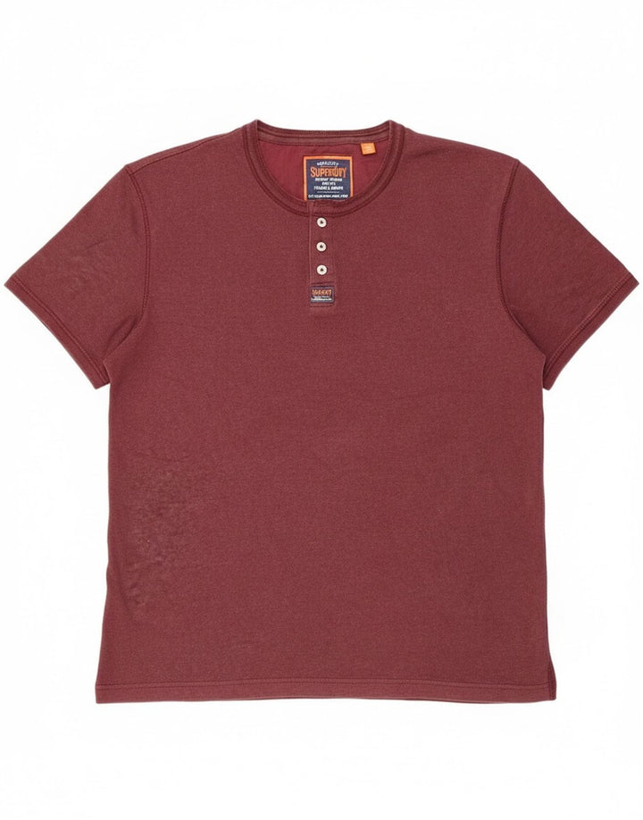 Superdry Mens T-Shirt Top 2XL Burgundy