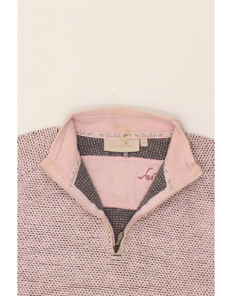 WEIRD FISH Womens Zip Neck Sweatshirt Jumper UK 14 Medium Pink Cotton Vintage Weird Fish and Second-Hand Weird Fish from Messina Hembry 