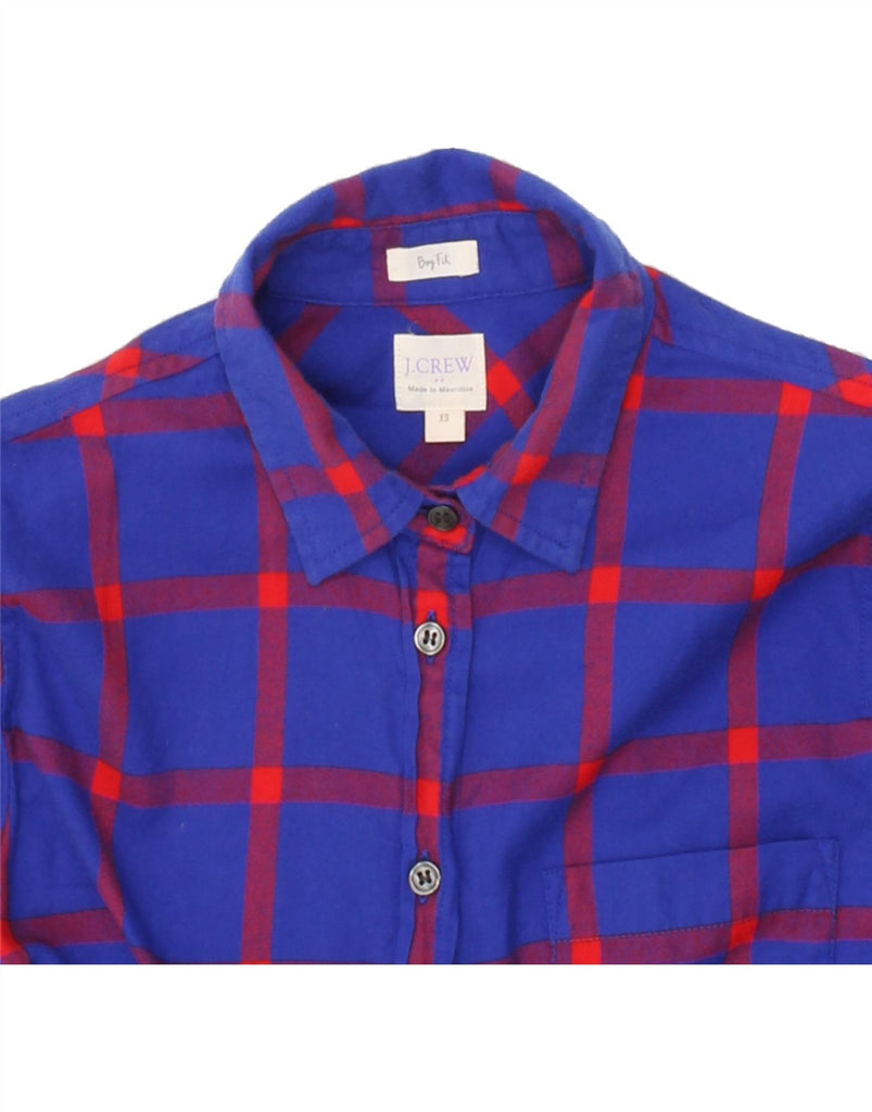 J. CREW Womens Boy Fit Longline Shirt UK 6 XS Blue Check Cotton Vintage J. Crew and Second-Hand J. Crew from Messina Hembry 