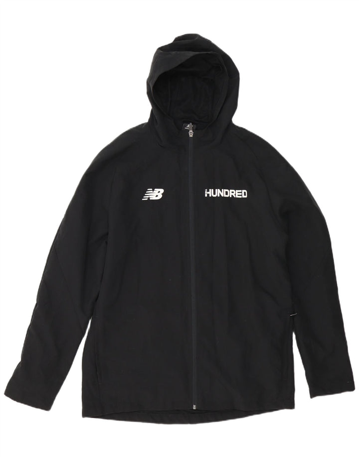 New Balance Mens Graphic Hooded Rain Jacket UK 40 Large Black Polyester