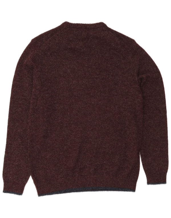 Weird Fish Mens Crew Neck Jumper Sweater Large Burgundy Polyester