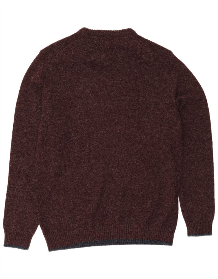 Weird Fish Mens Crew Neck Jumper Sweater Large Burgundy Polyester