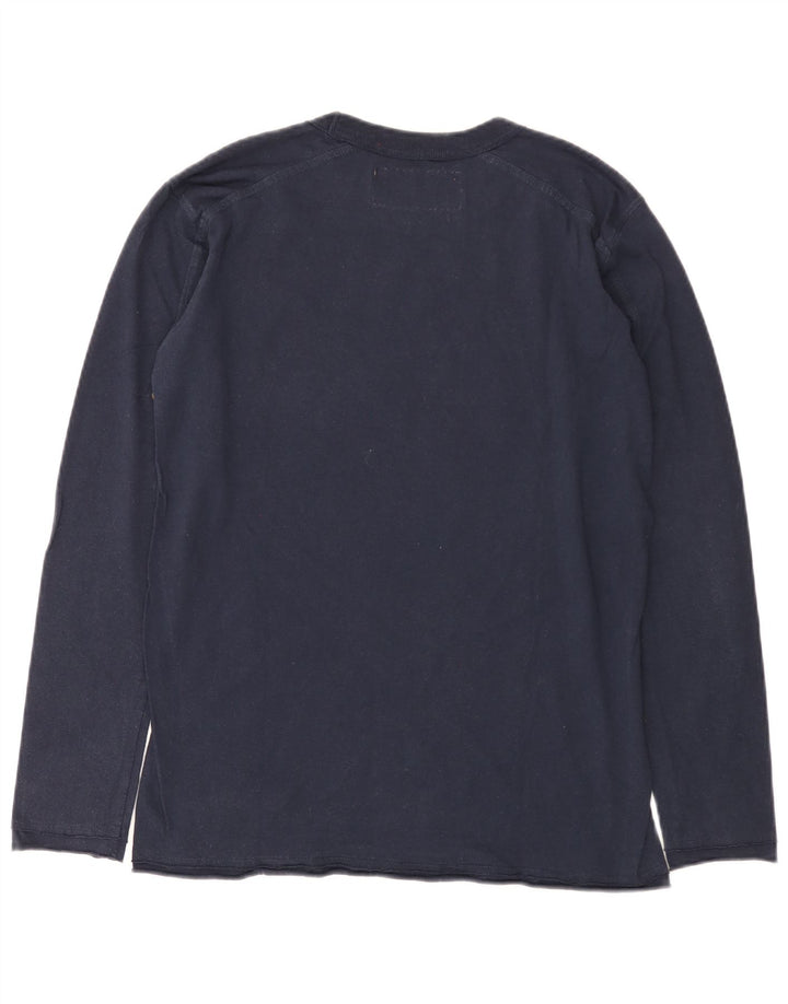 Asics Mens Graphic Top Long Sleeve Small Navy Blue Cotton