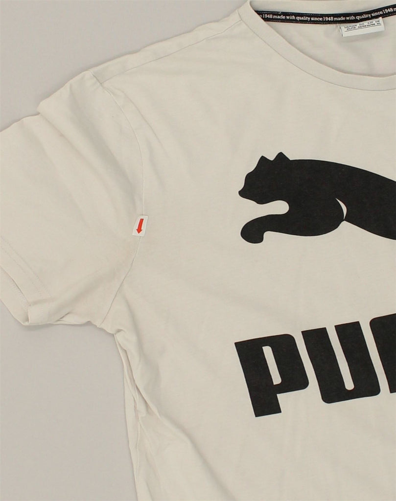 PUMA Mens Graphic T-Shirt Top XL Off White Cotton | Vintage Puma | Thrift | Second-Hand Puma | Used Clothing | Messina Hembry 