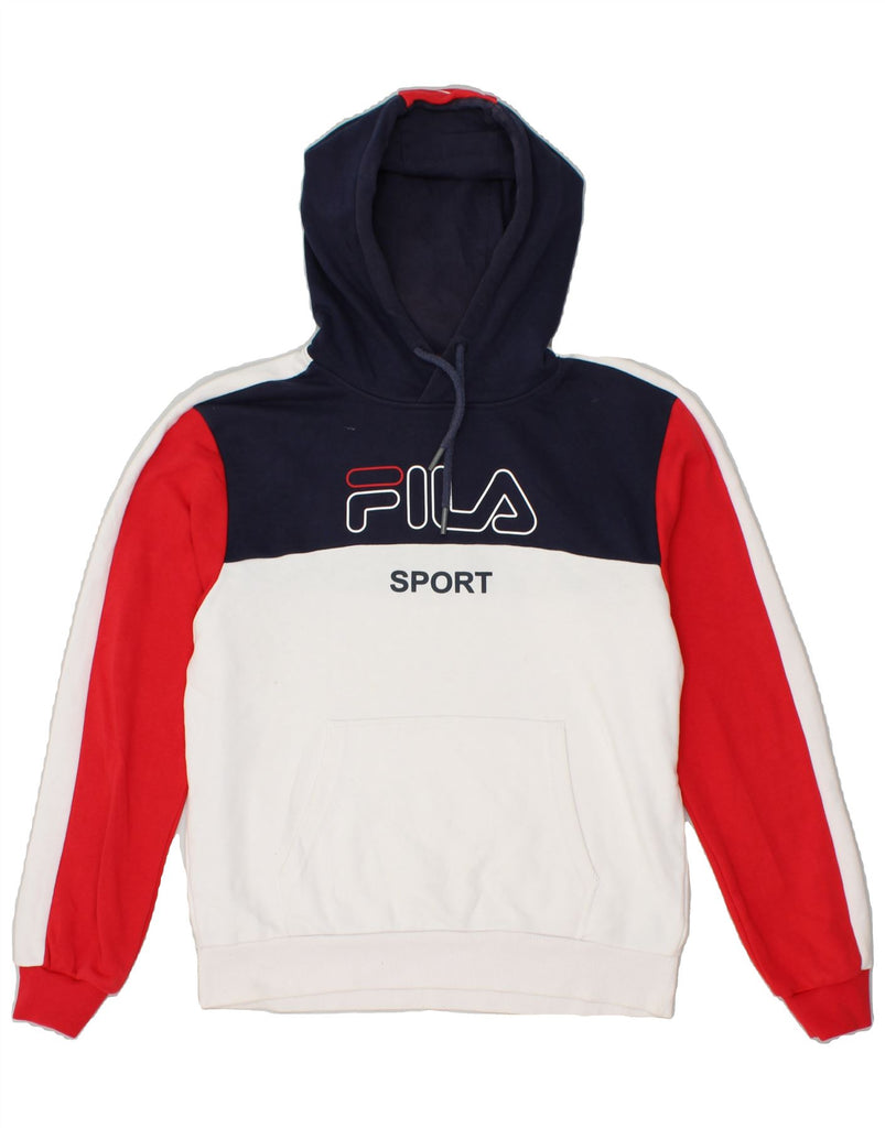 FILA Mens Graphic Hoodie Jumper Small Multicoloured Colourblock Sports | Vintage Fila | Thrift | Second-Hand Fila | Used Clothing | Messina Hembry 