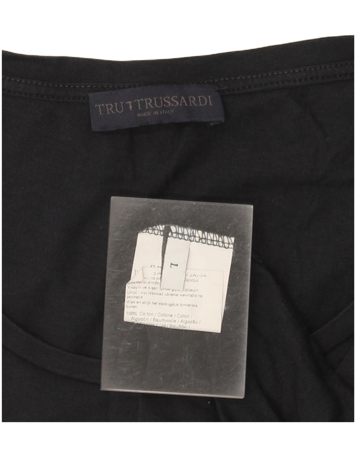 TRUSSARDI Womens Graphic T-Shirt Top UK 16 Large Black Cotton