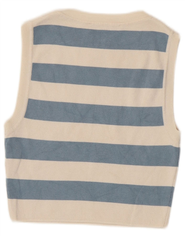 Zara Womens Crop Top UK 12 Medium Beige Striped Viscose
