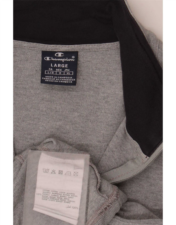 Champion Womens Tracksuit Top Jacket UK 16 Large Grey Cotton