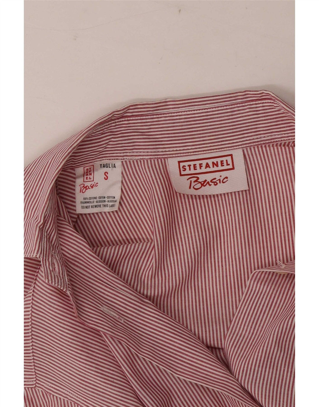 Stefanel Womens Shirt UK 10 Small Red Pinstripe Cotton