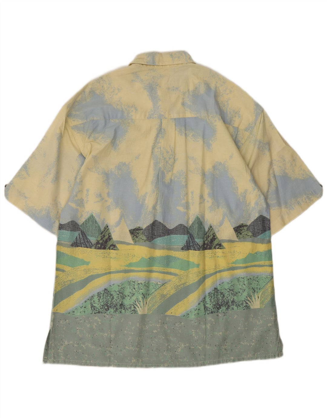 Fieldwork Mens Graphic Short Sleeve Shirt Medium Yellow Colourblock Cotton