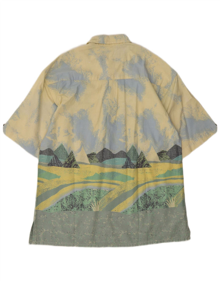Fieldwork Mens Graphic Short Sleeve Shirt Medium Yellow Colourblock Cotton