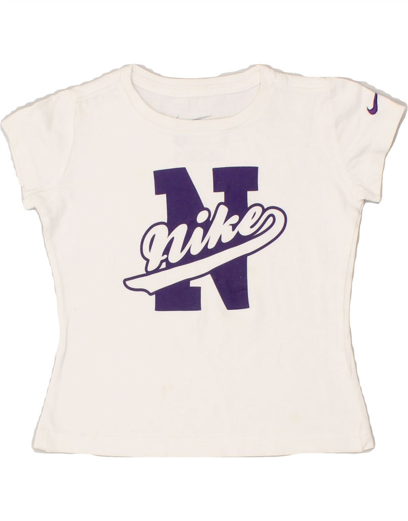 NIKE Girls Graphic T-Shirt Top 4-5 Years Small White | Vintage Nike | Thrift | Second-Hand Nike | Used Clothing | Messina Hembry 