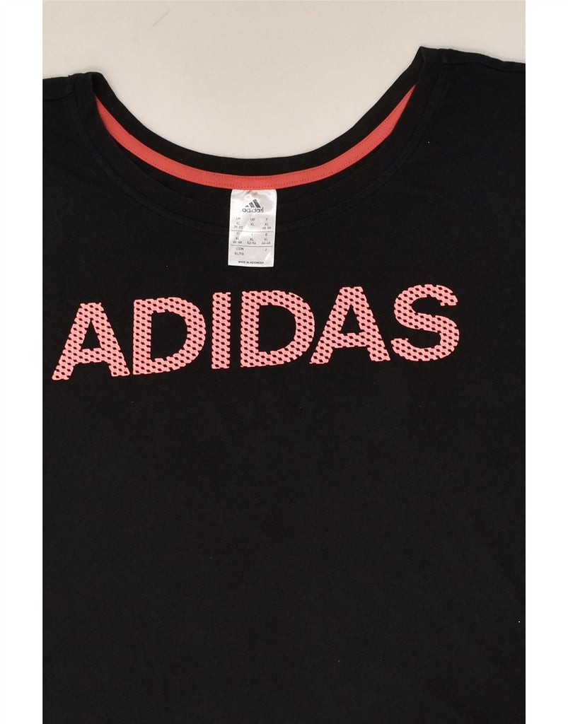 ADIDAS Womens Graphic Vest Top UK 20/22 XL Black Cotton | Vintage Adidas | Thrift | Second-Hand Adidas | Used Clothing | Messina Hembry 