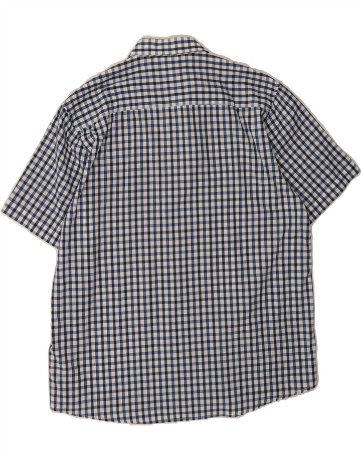 PIERRE CARDIN Mens Regular Fit Short Sleeve Shirt 3XL Navy Blue Check Vintage Pierre Cardin and Second-Hand Pierre Cardin from Messina Hembry 
