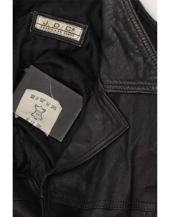 JEANSERIA DEL CORSO Mens Leather Jacket UK 42 XL Black Leather Vintage Jeanseria Del Corso and Second-Hand Jeanseria Del Corso from Messina Hembry 