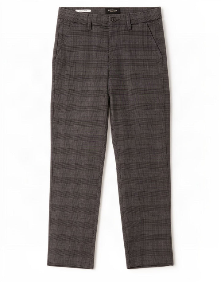 Jack & Jones Mens Marco Slim Suit Trousers W28 L30 Grey Check Polyester