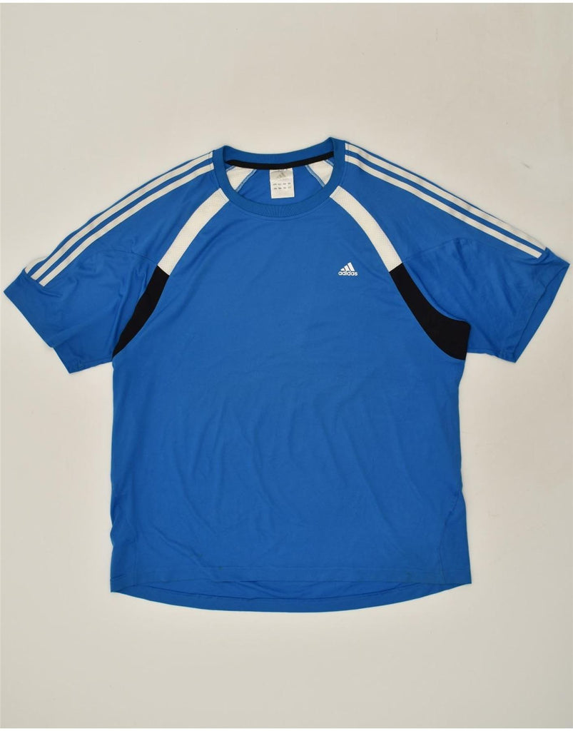 ADIDAS Mens T-Shirt Top UK 52/54 2XL Blue Colourblock | Vintage Adidas | Thrift | Second-Hand Adidas | Used Clothing | Messina Hembry 