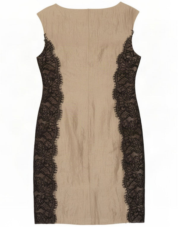 M&Co Womens Sleeveless Sheath Dress UK 12 Medium Beige Polyester