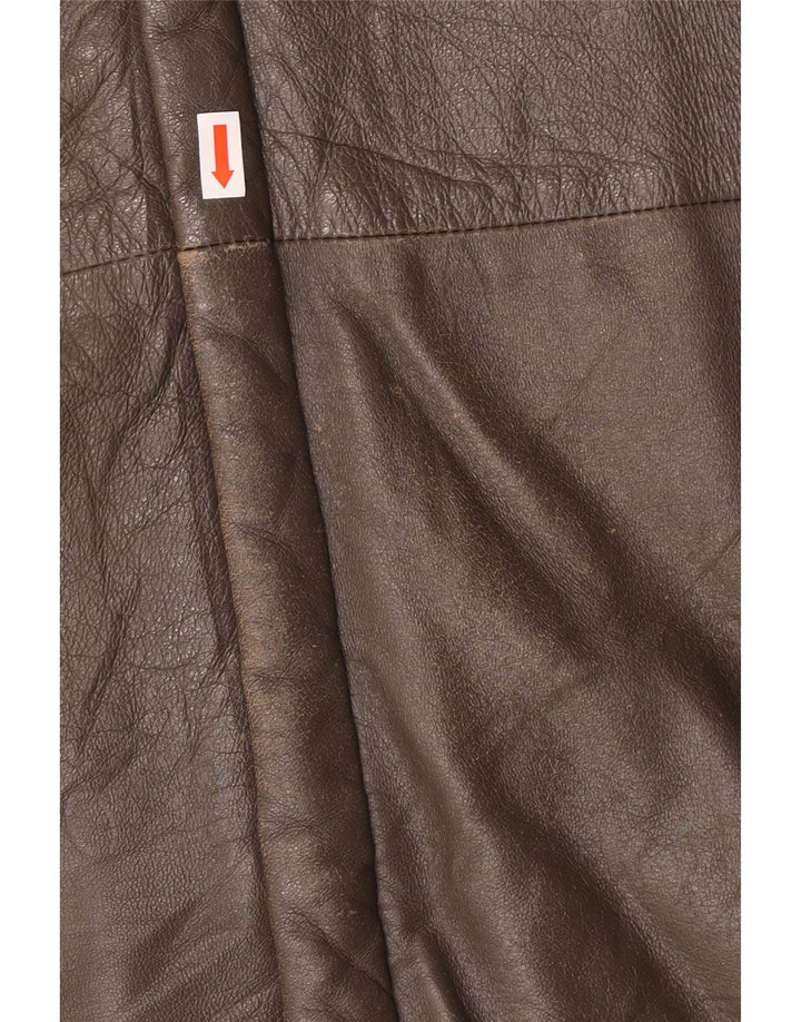 Vintage Mens Military Leather Jacket IT 56 3XL Grey Leather