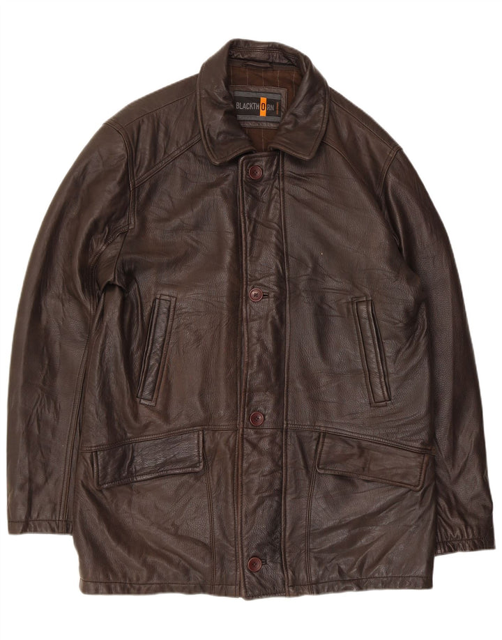 Blackthorn Mens Leather Coat IT 52 XL Brown Leather