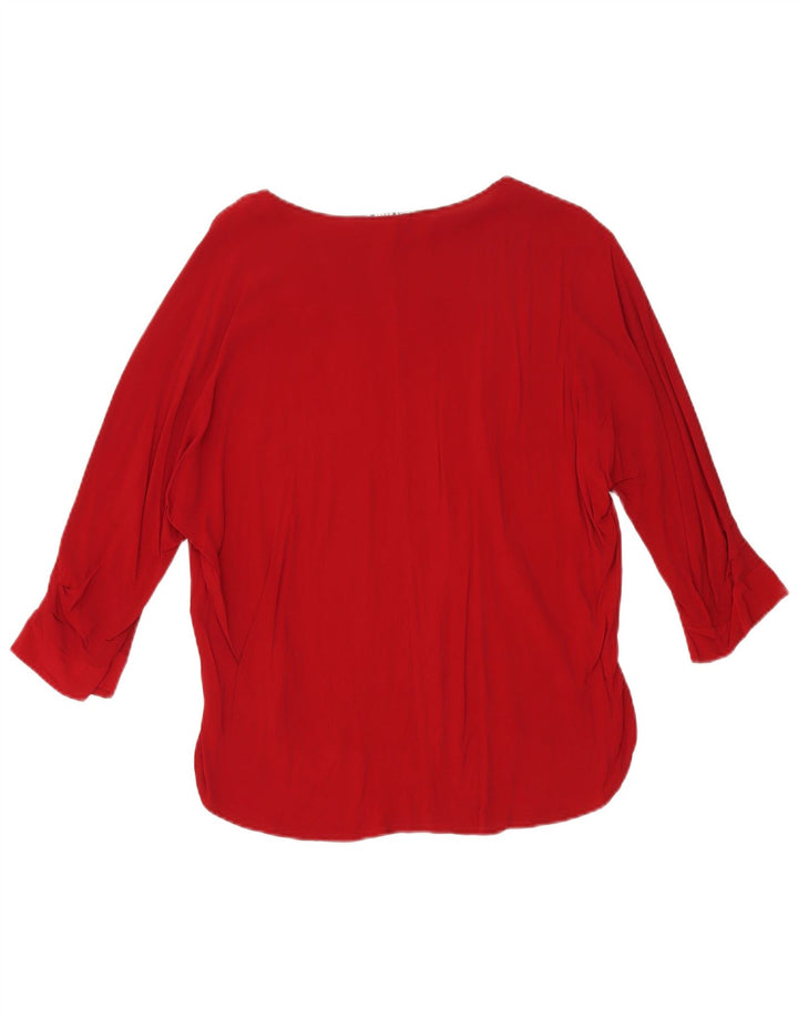 Zara Womens 3/4 Sleeve Oversized Blouse Top UK 10 Small Red Viscose