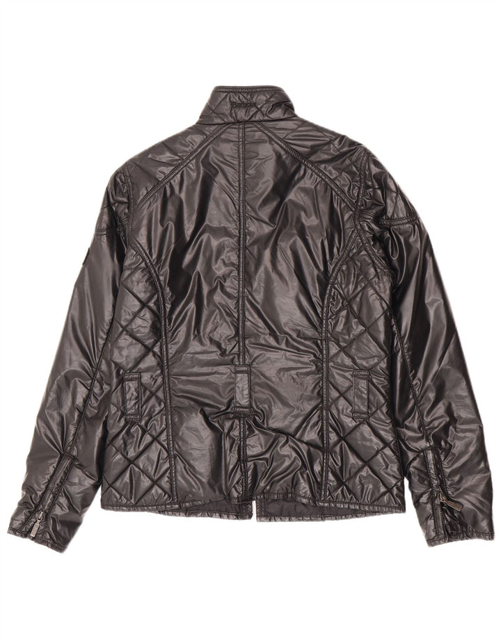 Barbour Womens Quilted Utility Jacket UK 12 Medium Black Polyester