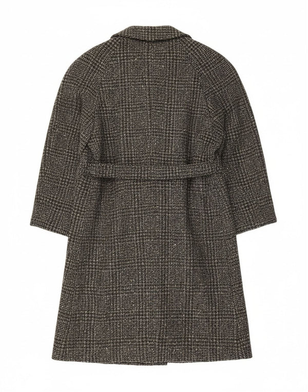 Vintage Womens Overcoat IT 54 3XL Grey Check Virgin Wool