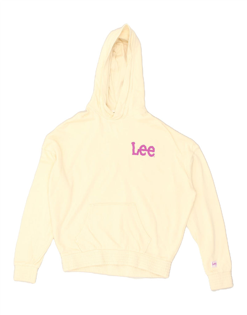 LEE Womens Graphic Hoodie Jumper UK 18 XL Yellow | Vintage Lee | Thrift | Second-Hand Lee | Used Clothing | Messina Hembry 