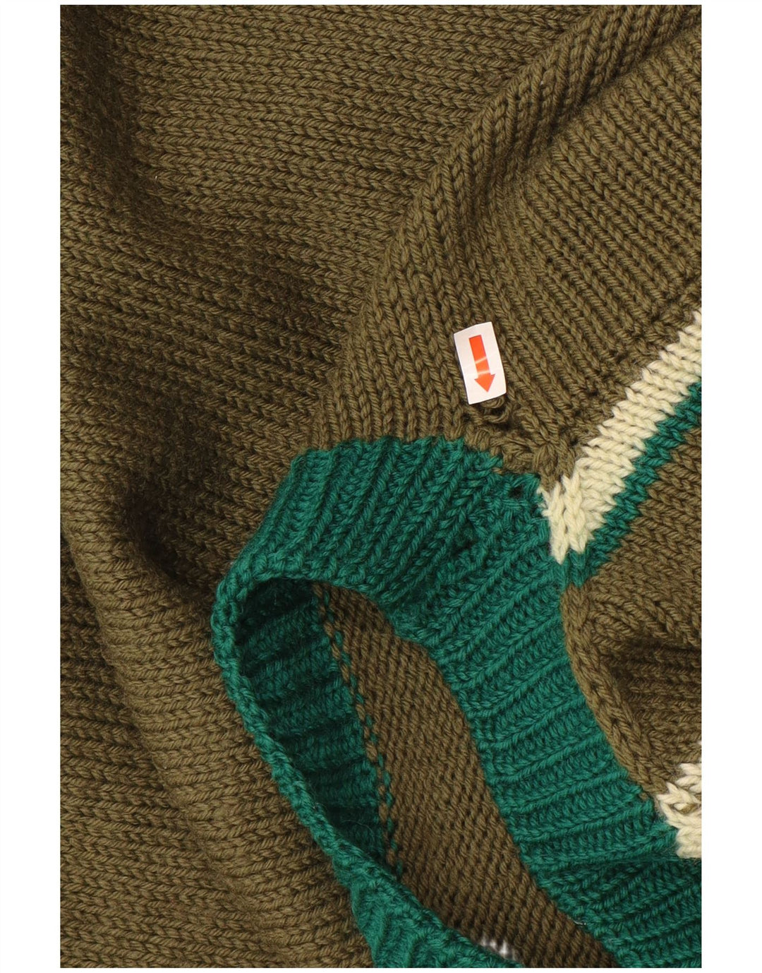Vintage Mens Crew Neck Jumper Sweater XL Khaki Geometric
