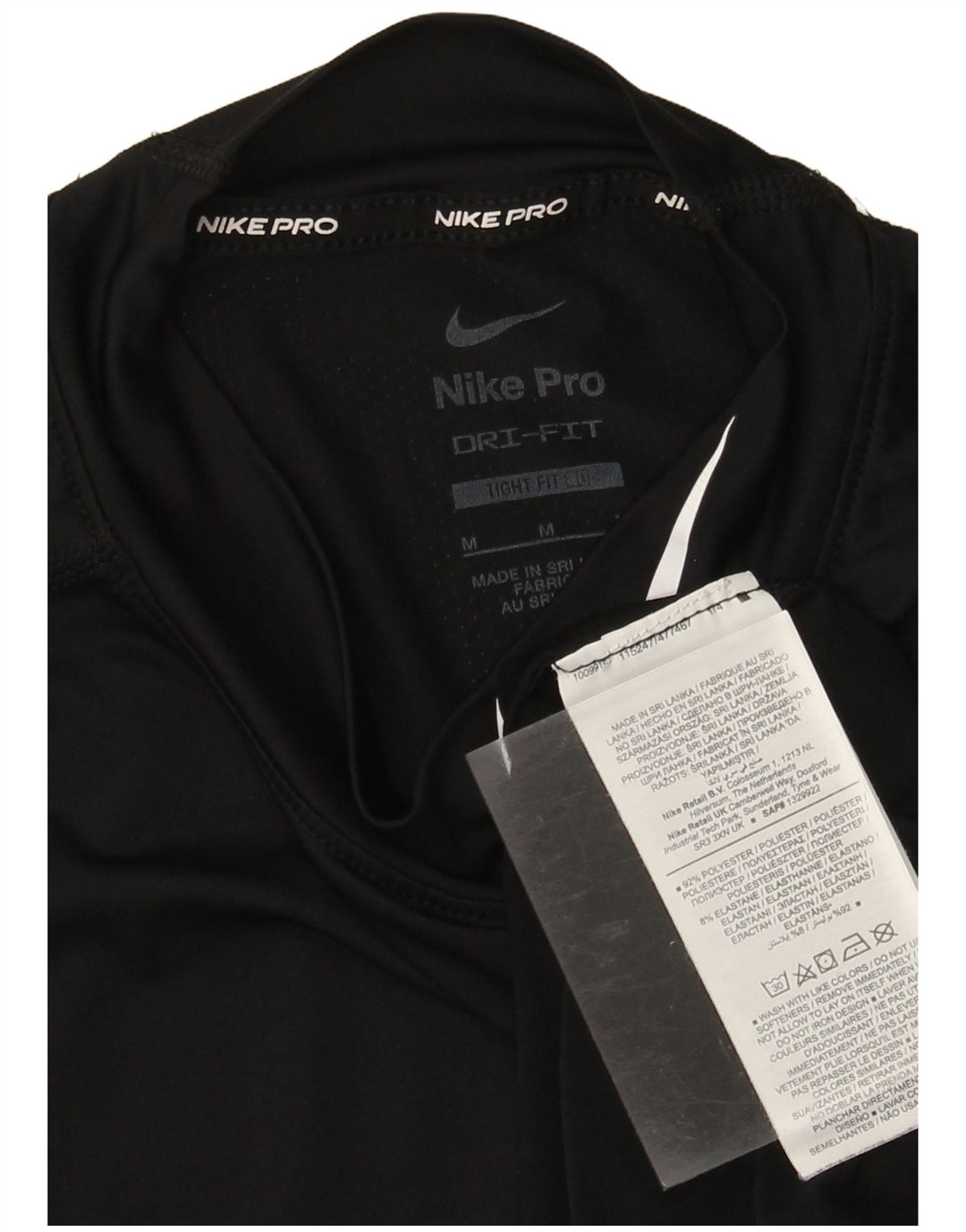 Nike Mens Dri Fit Graphic Top Long Sleeve Medium Black Polyester