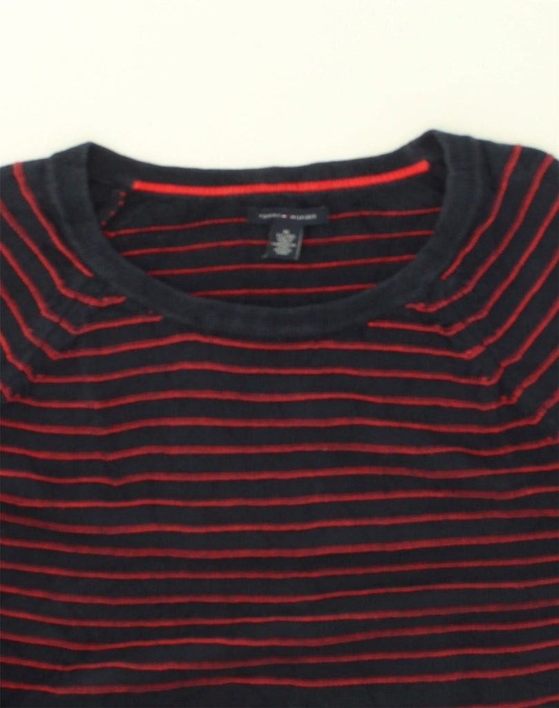 TOMMY HILFIGER Womens Crew Neck Jumper Sweater UK 18 XL Navy Blue Striped | Vintage Tommy Hilfiger | Thrift | Second-Hand Tommy Hilfiger | Used Clothing | Messina Hembry 