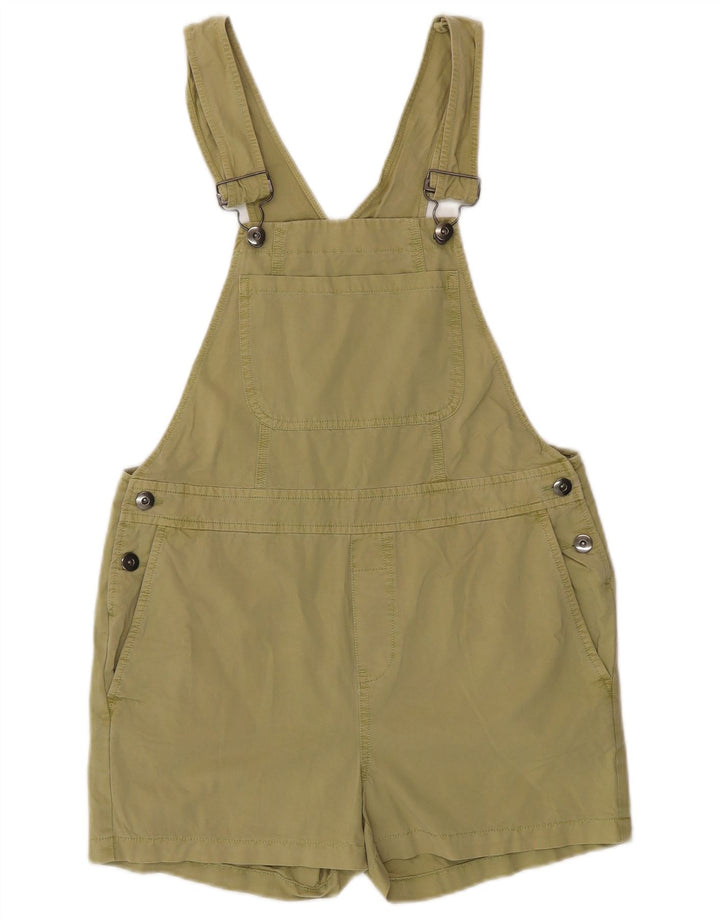 VINTAGE Womens Dungarees Shorts Medium W34 Green Cotton