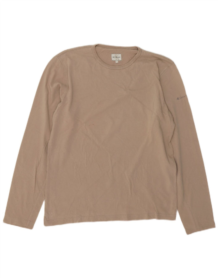 CALVIN KLEIN JEANS Mens Top Long Sleeve Small Beige Cotton Vintage Calvin Klein Jeans and Second-Hand Calvin Klein Jeans from Messina Hembry 