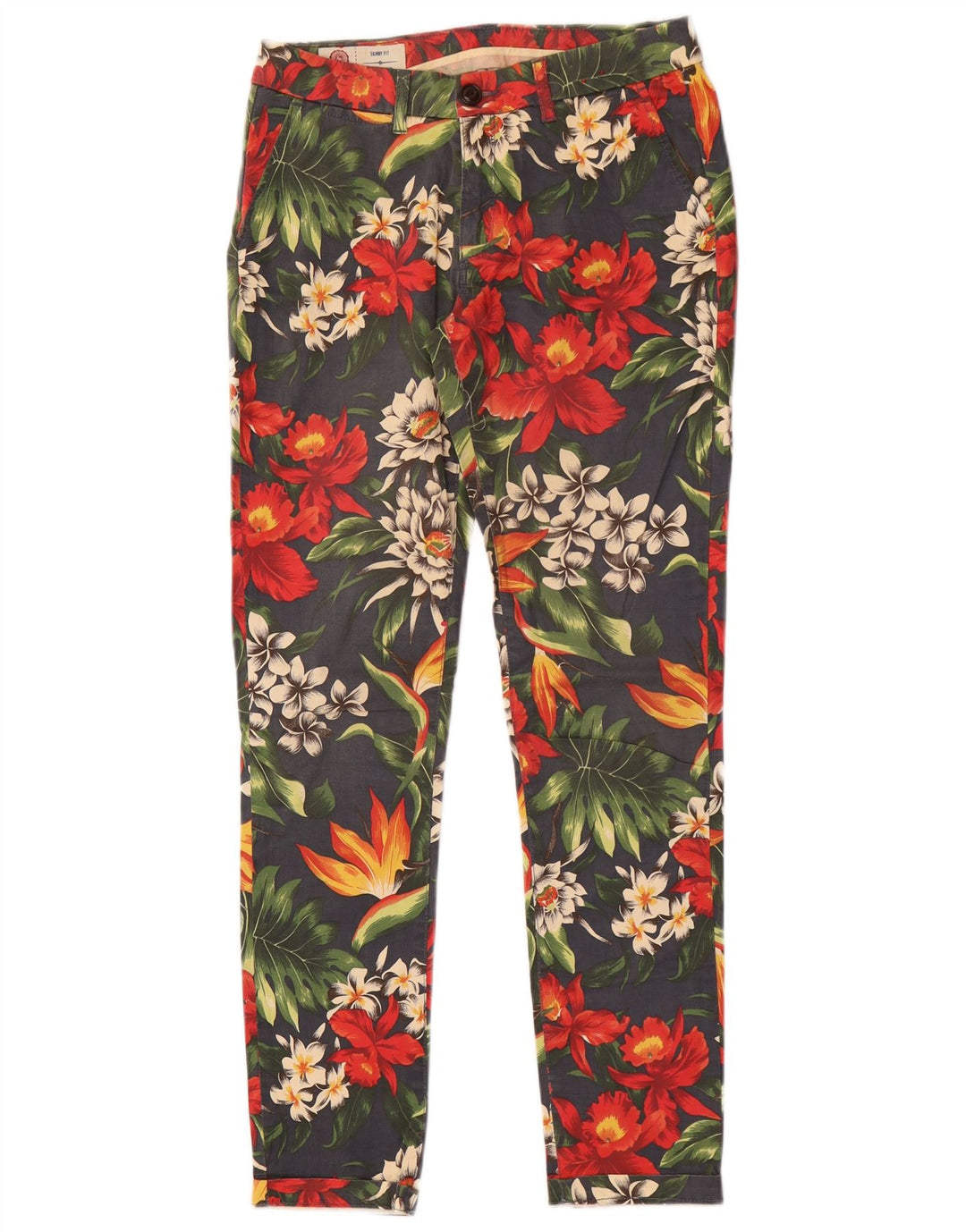 Franklin Marshall Womens Daisy Chino Trousers W25 L30 Multicoloured Floral